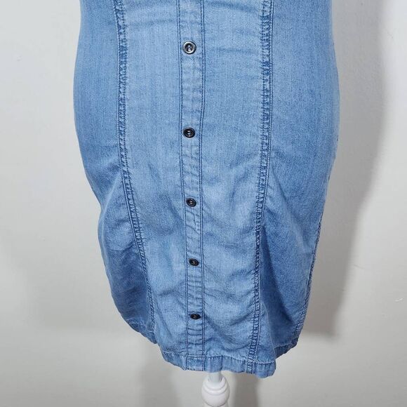 Love Tree Blue Chambray Mini Bodycon Dress Size Medium Blue Bodycon Denim Dress - Picture 3 of 10